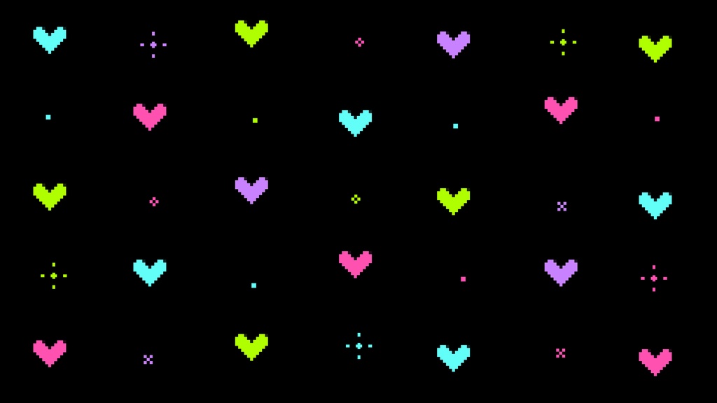 【ループ背景|配信・動画】ドット絵が可愛い!レトロゲーム風ハートのアニメーション全8種・mp4・透過mov・10秒ループ