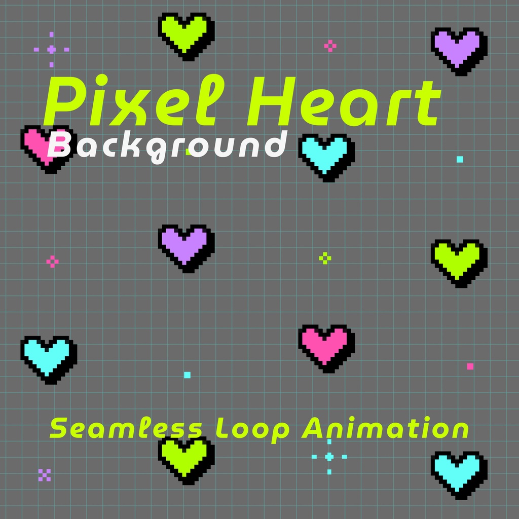 【ループ背景｜配信・動画】ドット絵が可愛い！レトロゲーム風ハートのアニメーション全8種・mp4・透過mov・10秒ループ