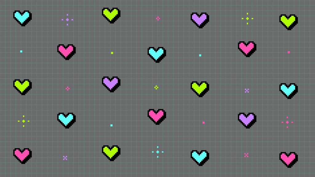 【ループ背景|配信・動画】ドット絵が可愛い!レトロゲーム風ハートのアニメーション全8種・mp4・透過mov・10秒ループ