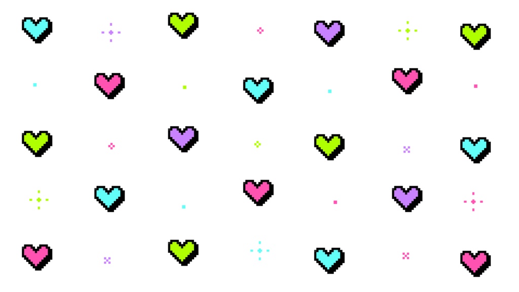 【ループ背景|配信・動画】ドット絵が可愛い!レトロゲーム風ハートのアニメーション全8種・mp4・透過mov・10秒ループ