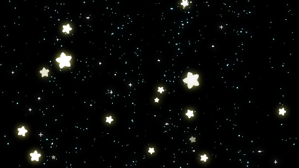 【ループ背景|配信・動画】8bitレトロゲーム風キラキラ星が舞う可愛い背景アニメーション全24種・mp4・10秒ループ