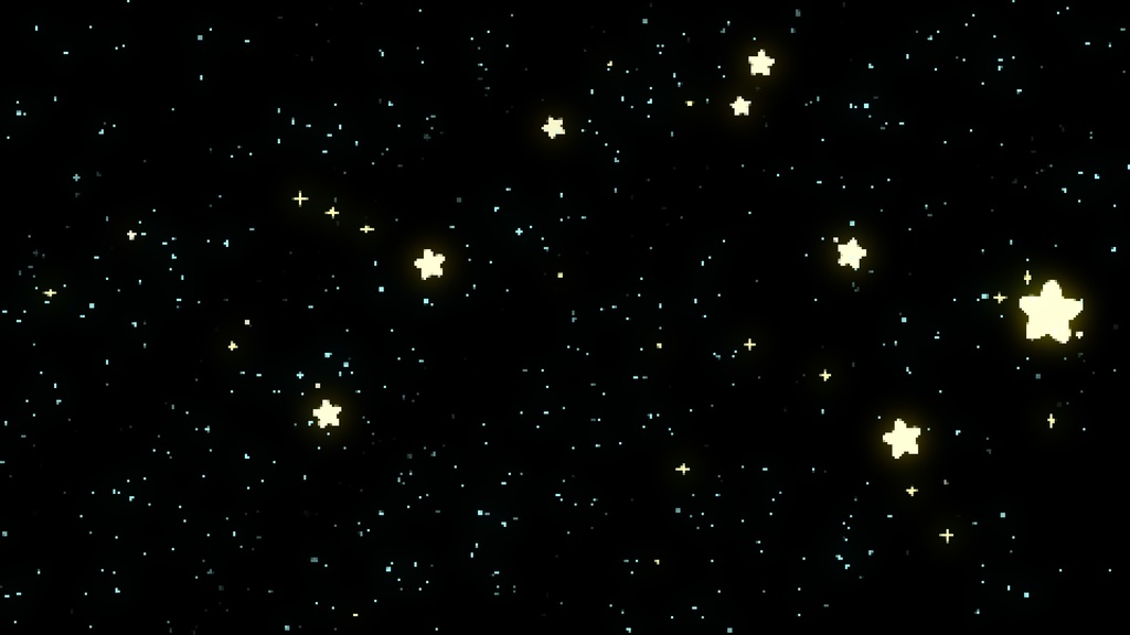 【ループ背景|配信・動画】8bitレトロゲーム風キラキラ星が舞う可愛い背景アニメーション全24種・mp4・10秒ループ
