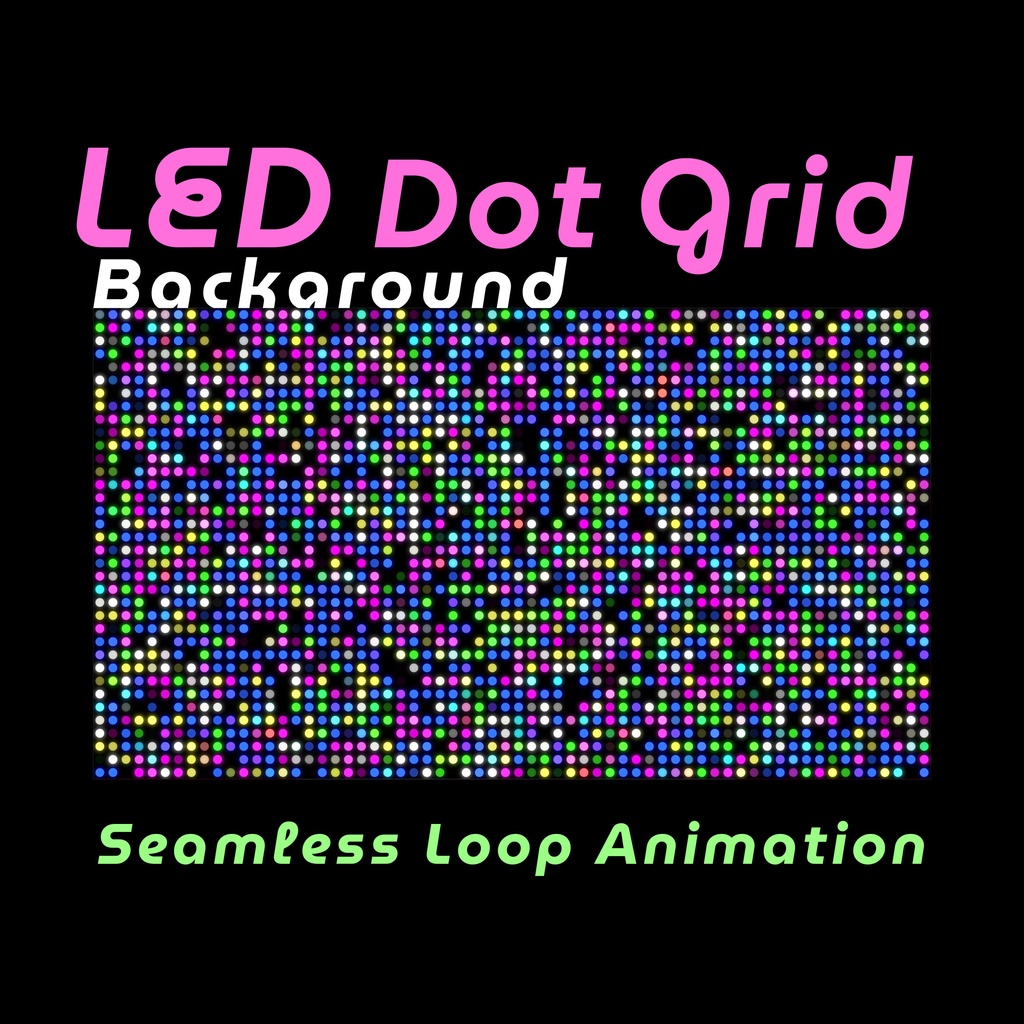【ループ背景|配信・動画】色鮮やかなLED風ドットがランダムに点滅する背景アニメーション・mp4・10秒ループ