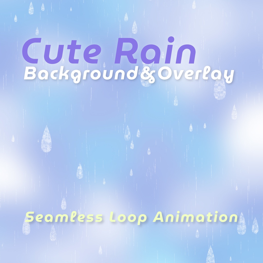 【ループ背景・透過エフェクト】かわいい雨のアニメーションと美しいグラデーション背景・mp4・透過mov