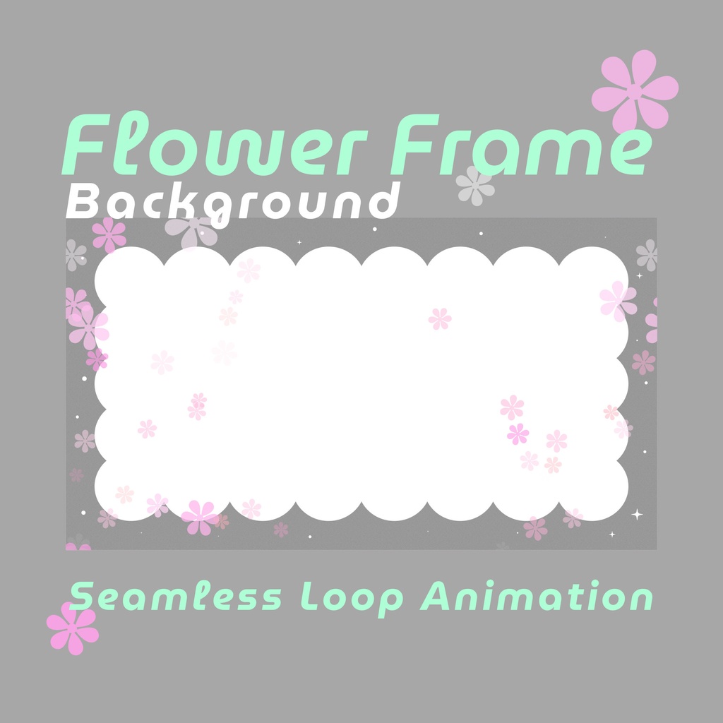 【ループ背景｜配信・動画】モノトーンフレームに推しカラーの花で可愛い🌸ループ背景アニメーション全10種・mp4