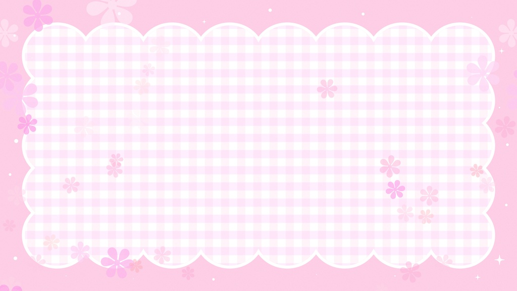【ループ背景|配信・動画】チェックのフレームに花が舞う可愛らしい背景アニメーション・10秒ループ・mp4