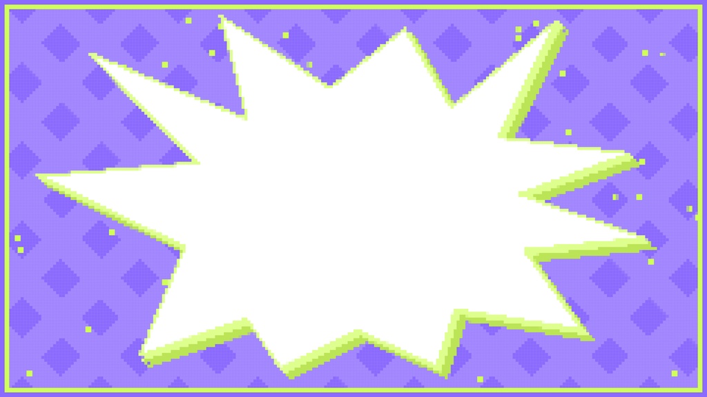 【ループ背景|配信・動画】8bitレトロゲーム風!POPなコミック爆発インパクトフレーム背景・全14種・mp4・10秒ループ