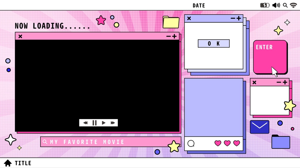 【配信・動画】可愛いPC画面風🖥️配信に便利なオープニング、エンディング、トランジション、タイトル動画セット