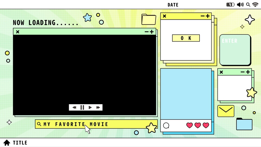 【配信・動画】可愛いPC画面風🖥️配信に便利なオープニング、エンディング、トランジション、タイトル動画セット