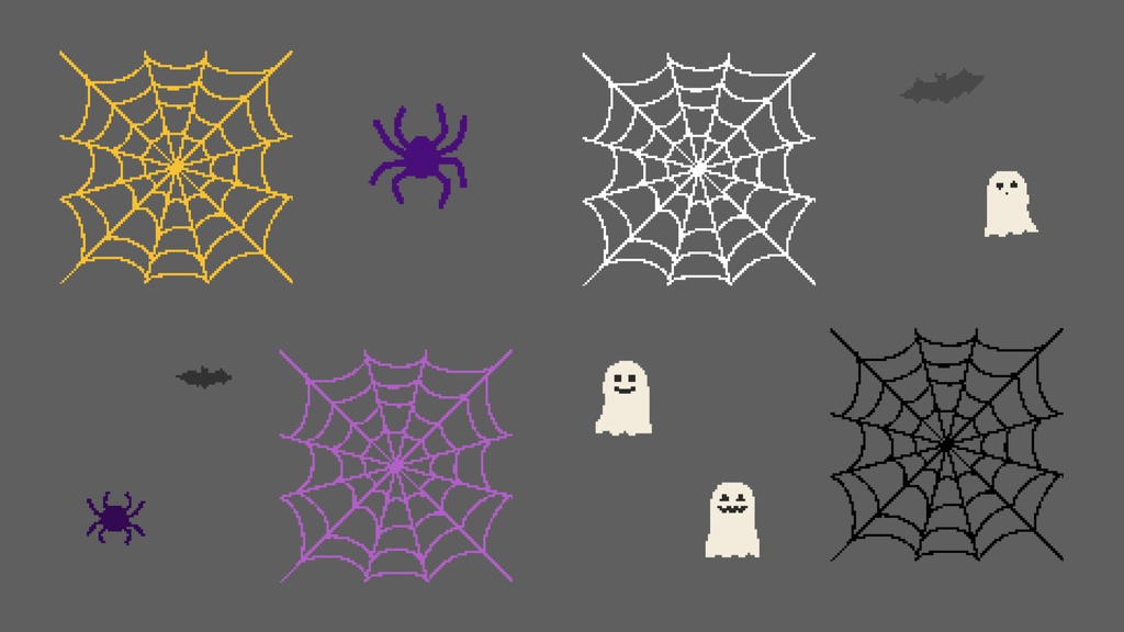 【OBS対応|透過|ループ】8bitレトロゲーム風🎃可愛く動く!ハロウィンアイコン全27種セット・mov・webm・透過・オーバーレイ