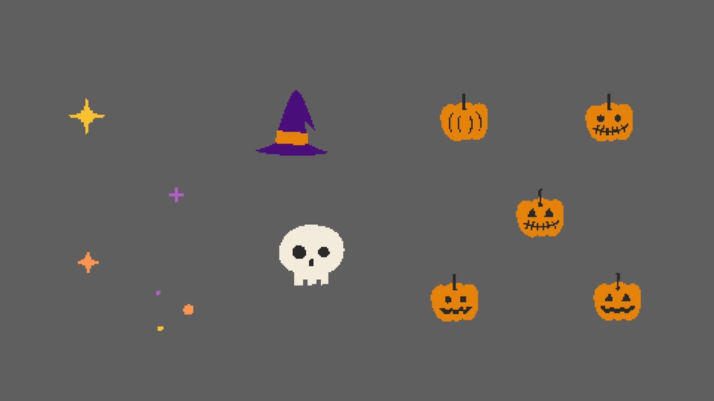 【OBS対応|透過|ループ】8bitレトロゲーム風🎃可愛く動く!ハロウィンアイコン全27種セット・mov・webm・透過・オーバーレイ