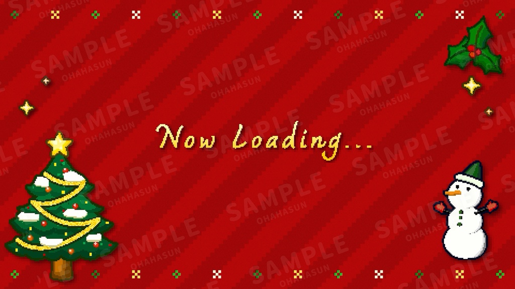 【動く配信画面セット🎄】8bitレトロゲーム風!クリスマス配信向け素材セット・mp4・mov・PNG・JPEG