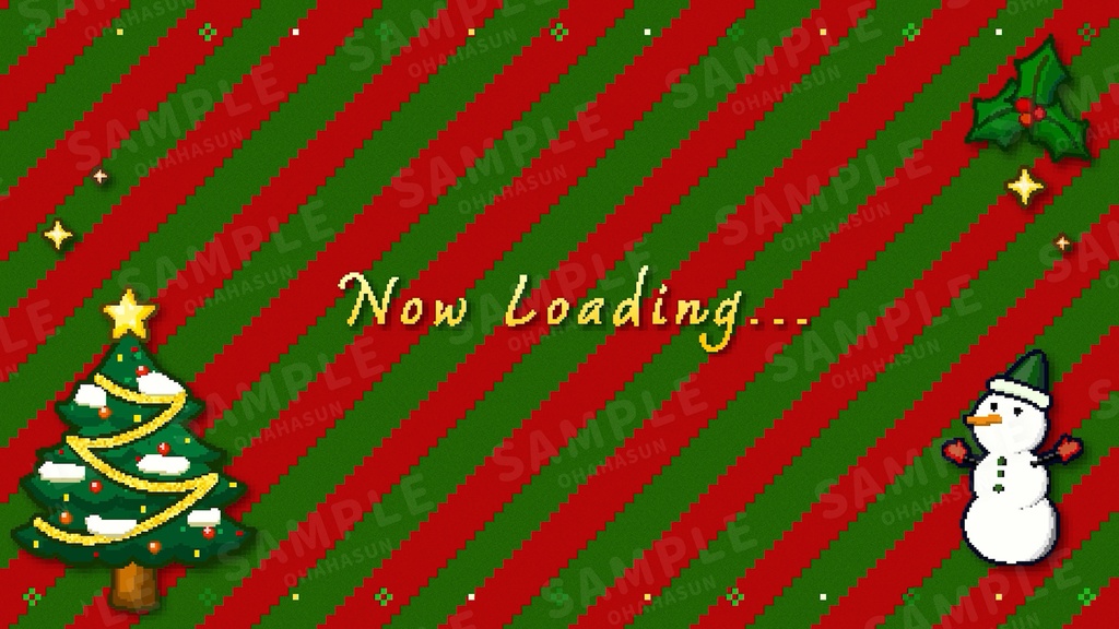 【動く配信画面セット🎄】8bitレトロゲーム風!クリスマス配信向け素材セット・mp4・mov・PNG・JPEG