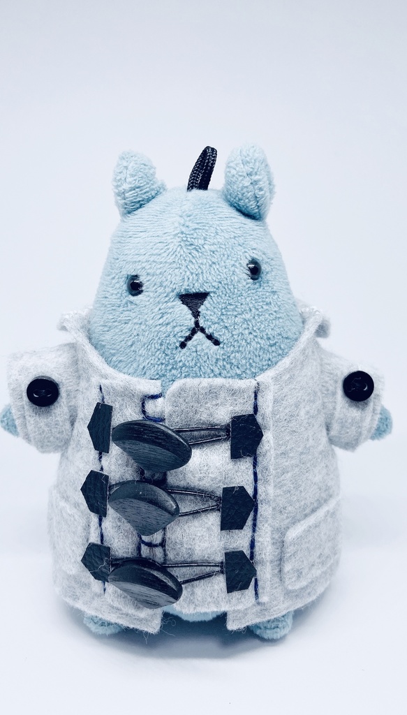 ［展示のみ］ツキぬい用コート（ダッフルコート）ロングver.   メランジグレー×ネイビーステッチ