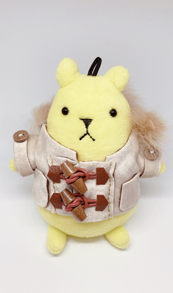 ［展示のみ］ツキぬい用コート（革調ダッフルコート）ショートver.   クリームホワイト×ライトグリーンステッチ