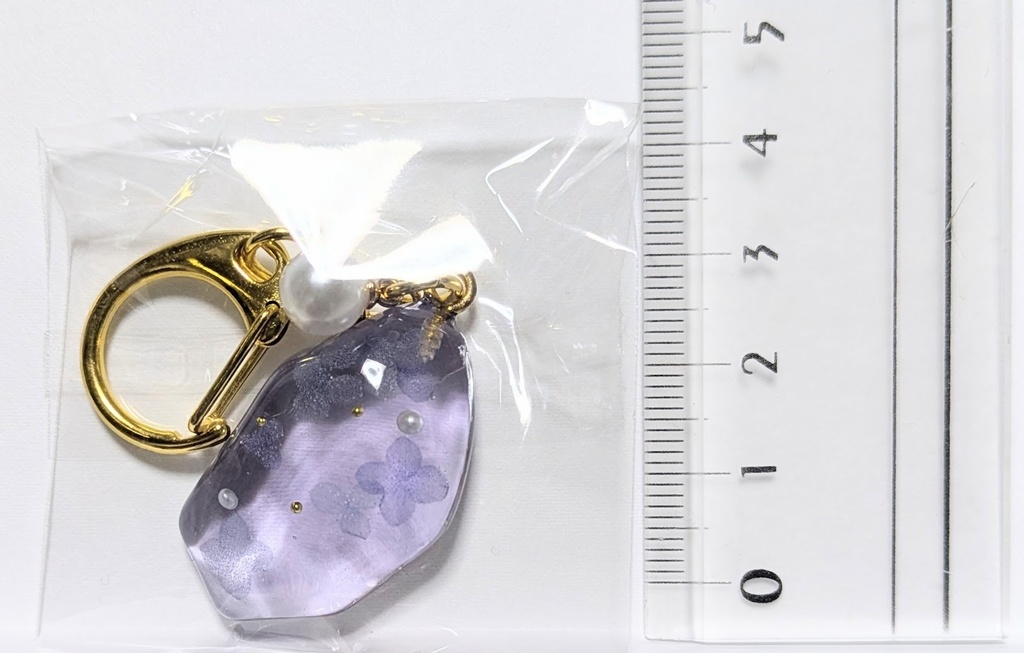 紫陽花風レジンキーホルダー