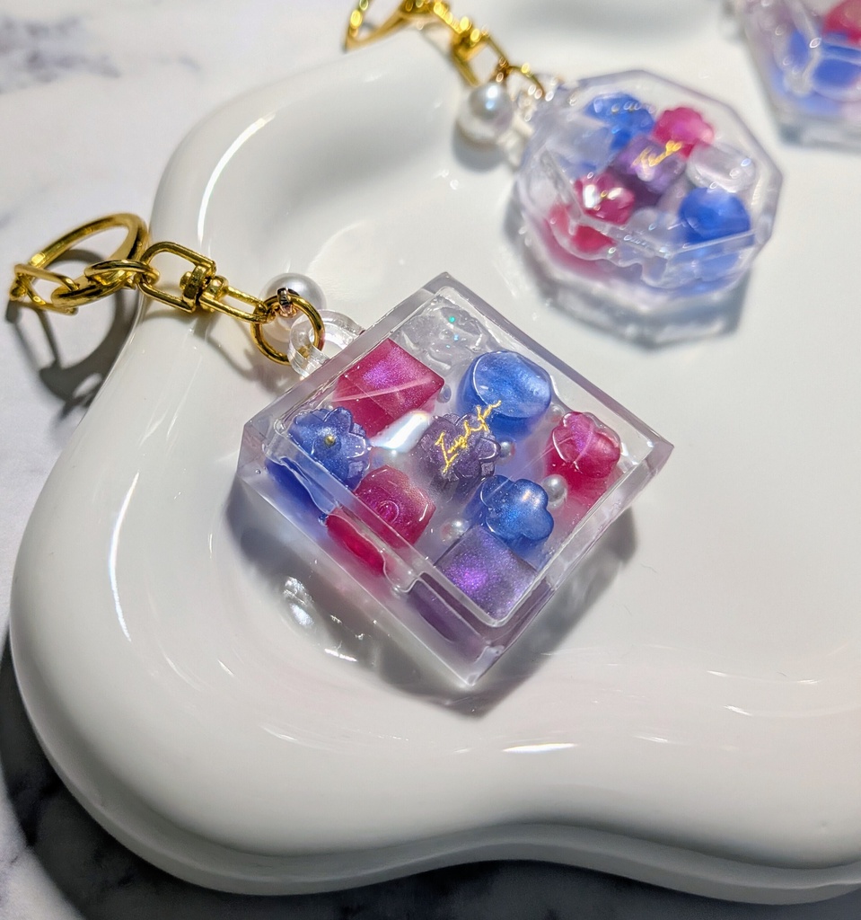 【空のかけら】夜空のゼリーボックス🌙✨レジンキーホルダー