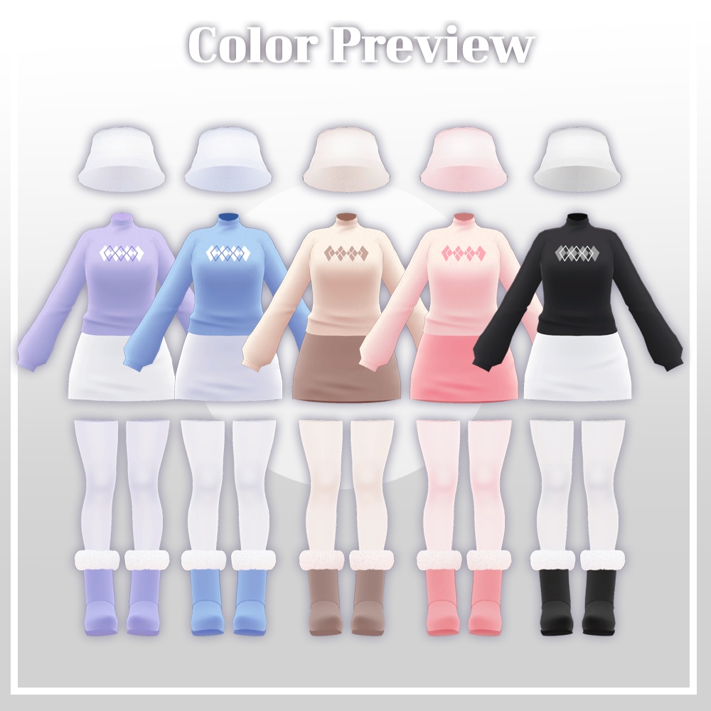 桔梗(Kikyo) Bucket hat & knit set / バケットハット ニット セット