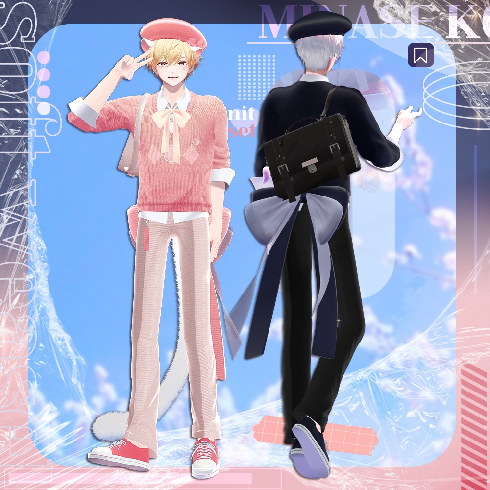 soft weasel / ribbon knit set / simple knit set / 水瀬(Minase) / 狛乃(Komano) / +Head / くうた(Kuuta) (VRC/VRChat)