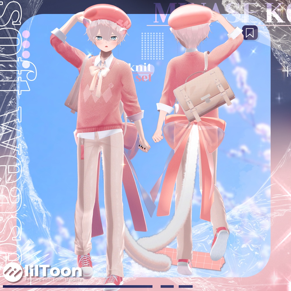 soft weasel / ribbon knit set / simple knit set / 水瀬(Minase) / 狛乃(Komano) / +Head / くうた(Kuuta) (VRC/VRChat)