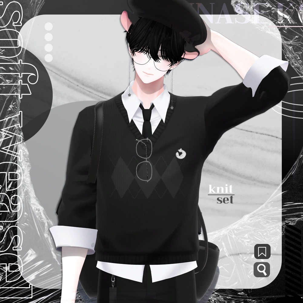 soft weasel / ribbon knit set / simple knit set / 水瀬(Minase) / 狛乃(Komano) / +Head / くうた(Kuuta) (VRC/VRChat)