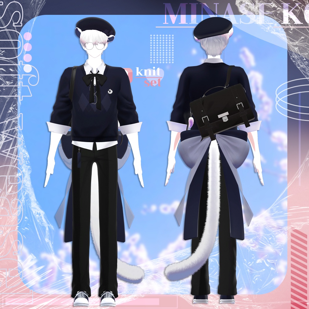 soft weasel / ribbon knit set / simple knit set / 水瀬(Minase) / 狛乃(Komano) / +Head / くうた(Kuuta) (VRC/VRChat)