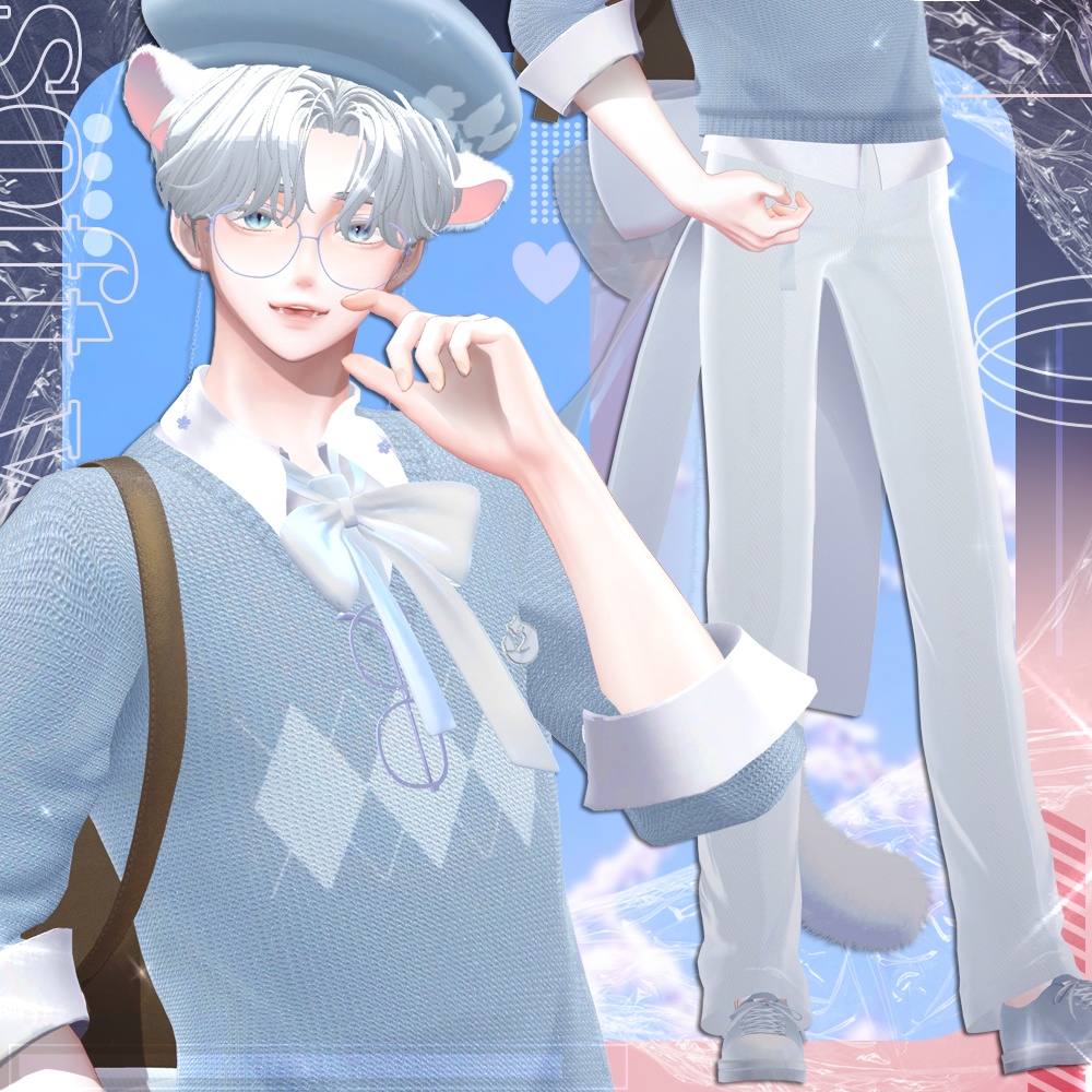 soft weasel / ribbon knit set / simple knit set / 水瀬(Minase) / 狛乃(Komano) / +Head / くうた(Kuuta) (VRC/VRChat)