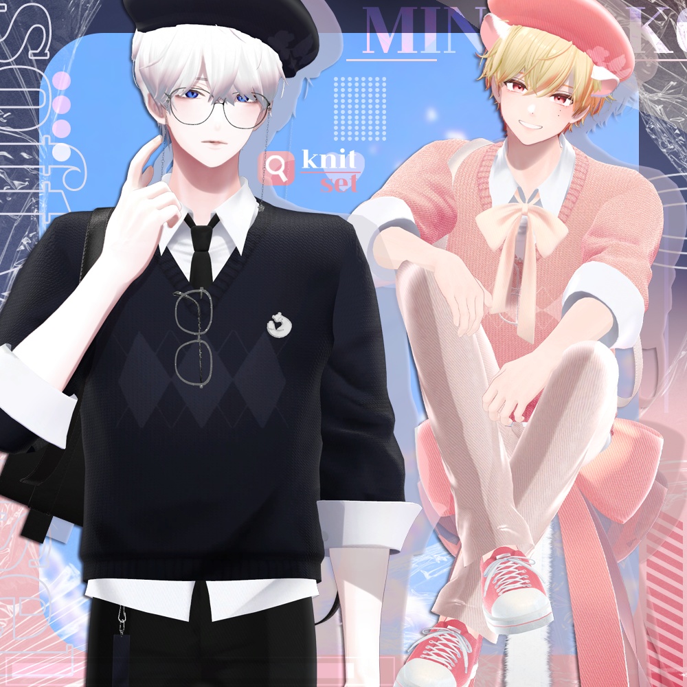 soft weasel / ribbon knit set / simple knit set / 水瀬(Minase) / 狛乃(Komano) / +Head / くうた(Kuuta) (VRC/VRChat)