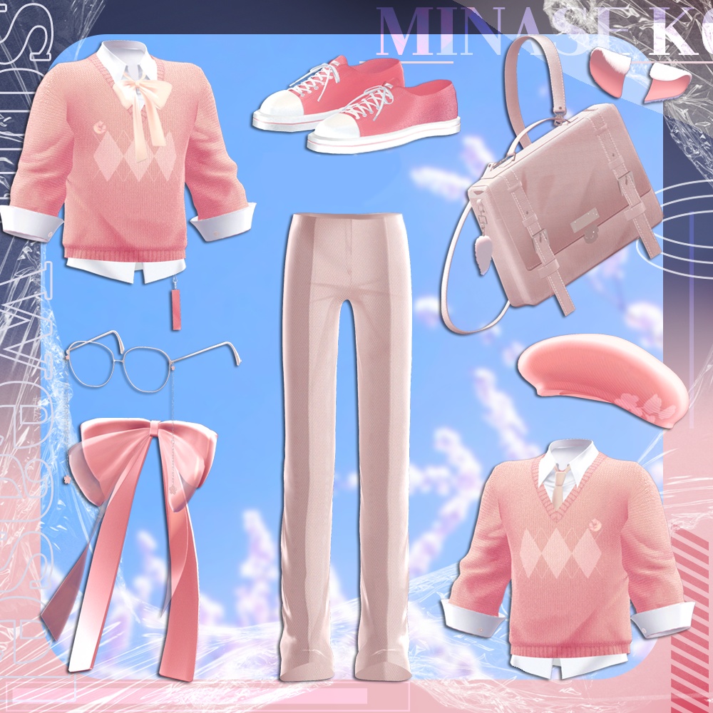 soft weasel / ribbon knit set / simple knit set / 水瀬(Minase) / 狛乃(Komano) / +Head / くうた(Kuuta) (VRC/VRChat)