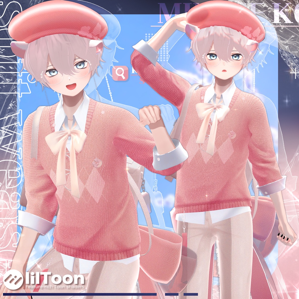 soft weasel / ribbon knit set / simple knit set / 水瀬(Minase) / 狛乃(Komano) / +Head / くうた(Kuuta) (VRC/VRChat)