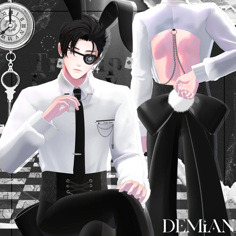 【6アバター対応】Trump Bunny Waiter / 水瀬(Minase) / 狛乃(Komano) / 怜(Rei) /デミアン(Demian) / くうた(Kuuta) / +Head / 怜(Rei) / デミアン(Demian) / suit / (formal dress (VRC)