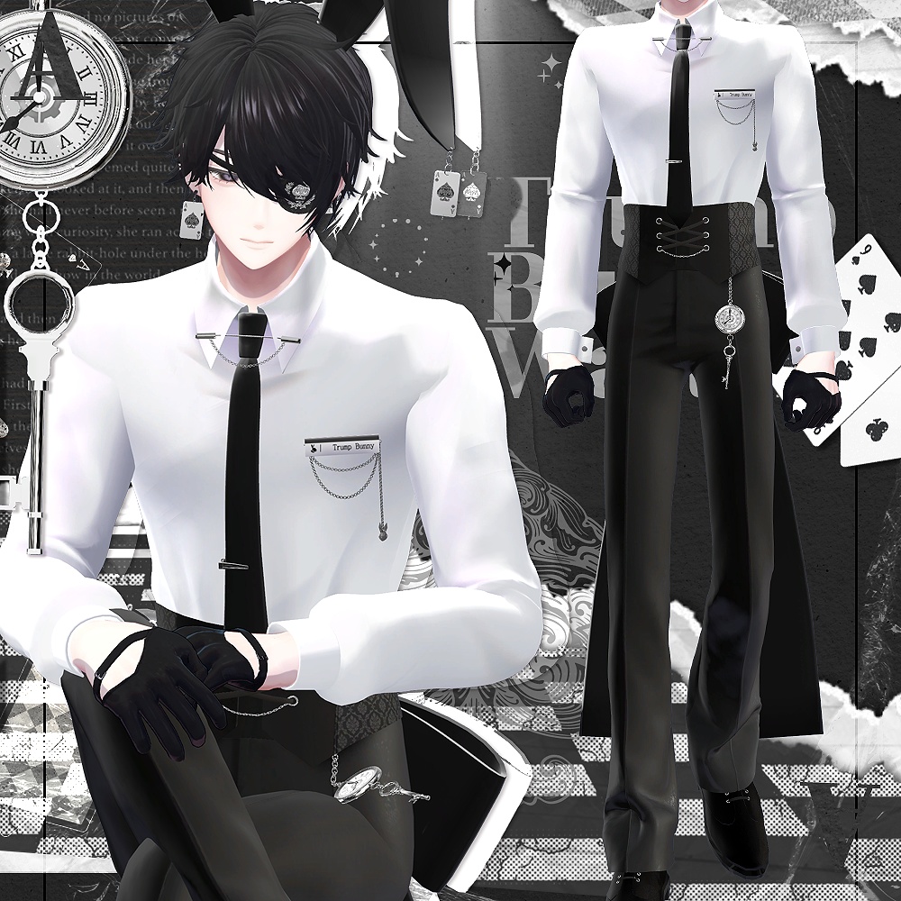 【6アバター対応】Trump Bunny Waiter / 水瀬(Minase) / 狛乃(Komano) / 怜(Rei) /デミアン(Demian) / くうた(Kuuta) / +Head / 怜(Rei) / デミアン(Demian) / suit / (formal dress (VRC)