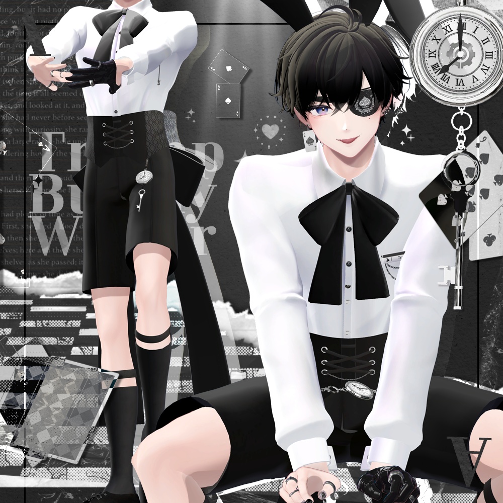 【6アバター対応】Trump Bunny Waiter / 水瀬(Minase) / 狛乃(Komano) / 怜(Rei) /デミアン(Demian) / くうた(Kuuta) / +Head / 怜(Rei) / デミアン(Demian) / suit / (formal dress (VRC)