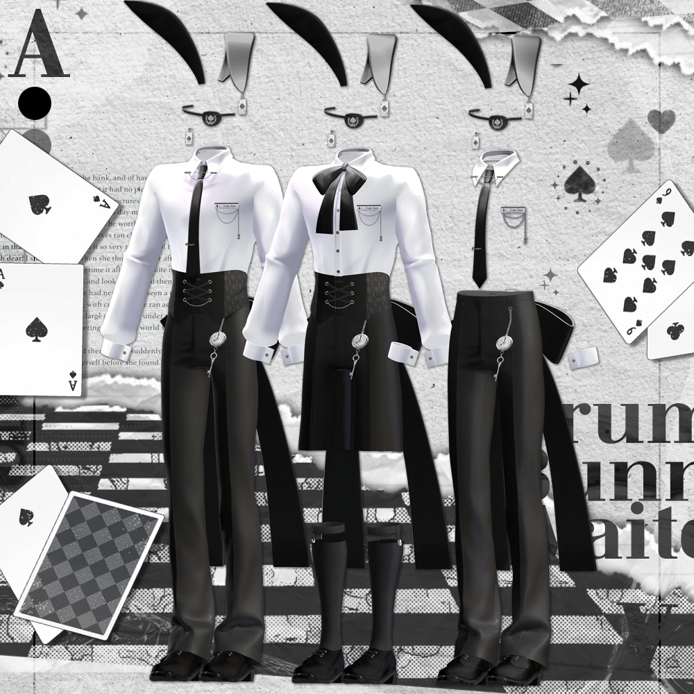 【6アバター対応】Trump Bunny Waiter / 水瀬(Minase) / 狛乃(Komano) / 怜(Rei) /デミアン(Demian) / くうた(Kuuta) / +Head / 怜(Rei) / デミアン(Demian) / suit / (formal dress (VRC)