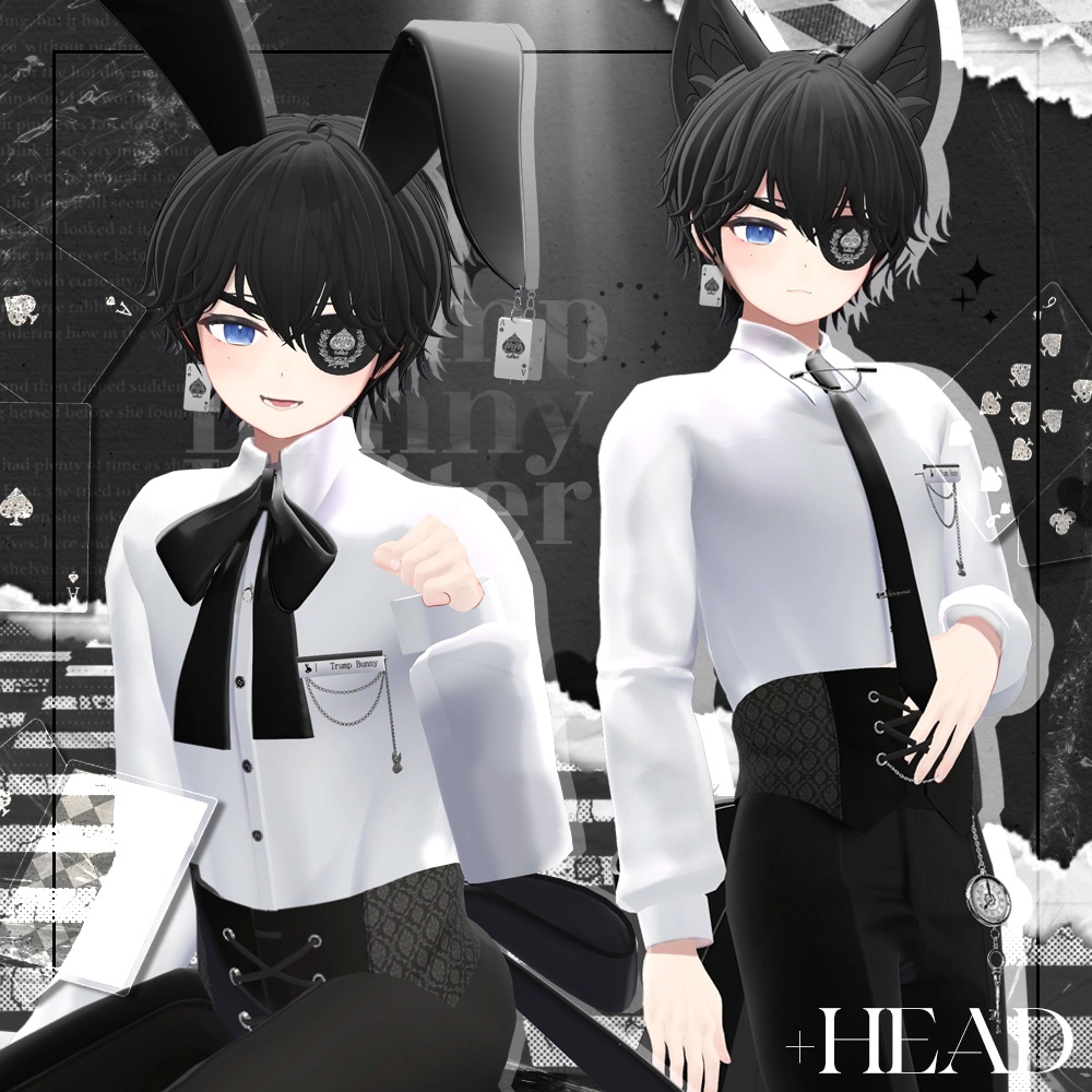 【6アバター対応】Trump Bunny Waiter / 水瀬(Minase) / 狛乃(Komano) / 怜(Rei) /デミアン(Demian) / くうた(Kuuta) / +Head / 怜(Rei) / デミアン(Demian) / suit / (formal dress (VRC)