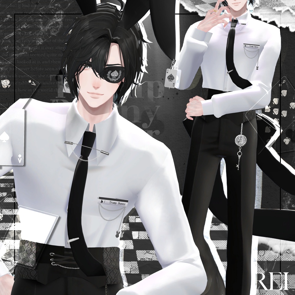 【6アバター対応】Trump Bunny Waiter / 水瀬(Minase) / 狛乃(Komano) / 怜(Rei) /デミアン(Demian) / くうた(Kuuta) / +Head / 怜(Rei) / デミアン(Demian) / suit / (formal dress (VRC)