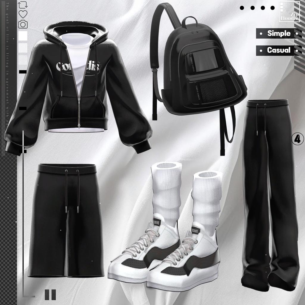 【4アバター対応】Zip hoodie set / 水瀬(Minase) / 狛乃(Komano) / くうた(Kuuta)/+Head / Casual,simple,hood,hoodie,training