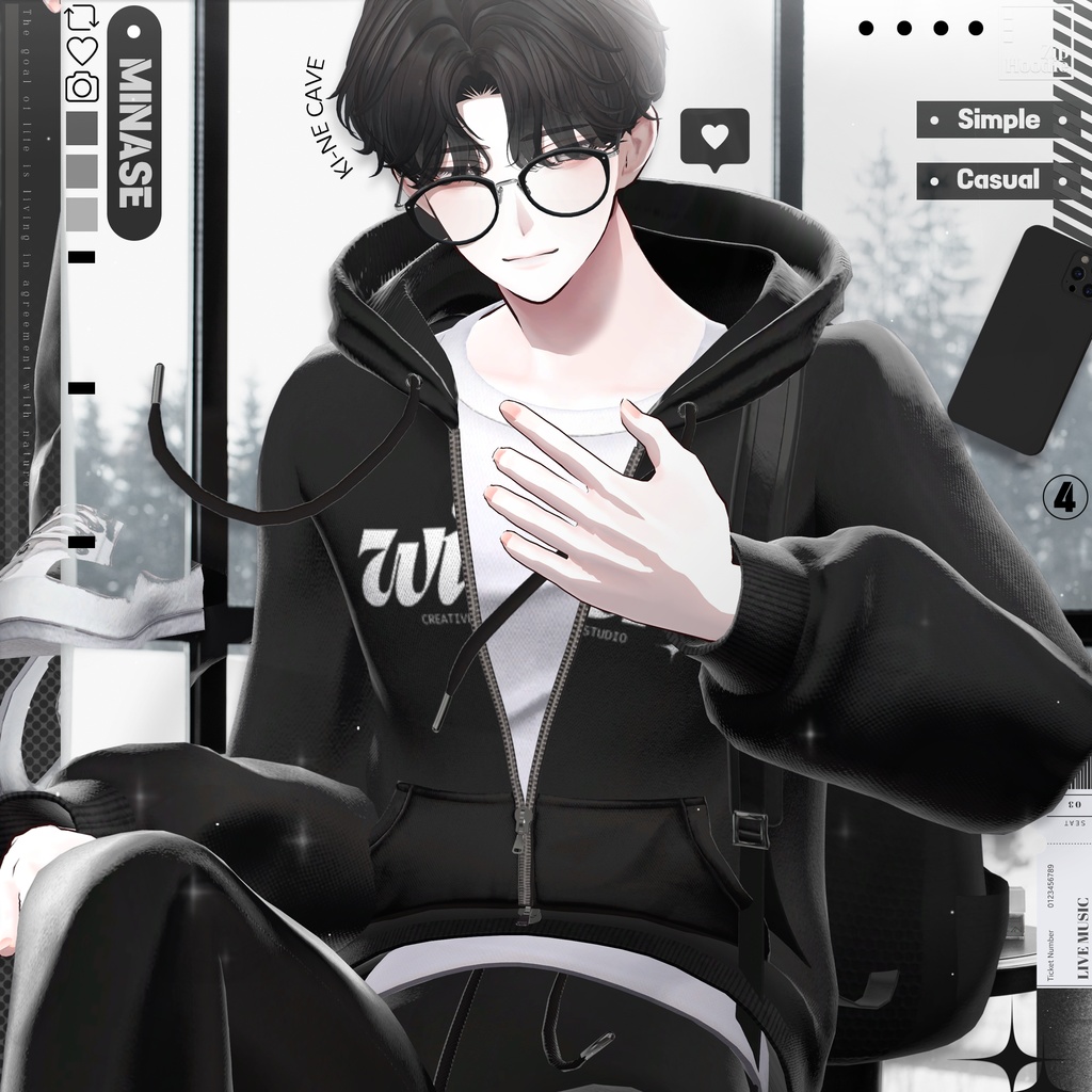 【4アバター対応】Zip hoodie set / 水瀬(Minase) / 狛乃(Komano) / くうた(Kuuta)/+Head / Casual,simple,hood,hoodie,training