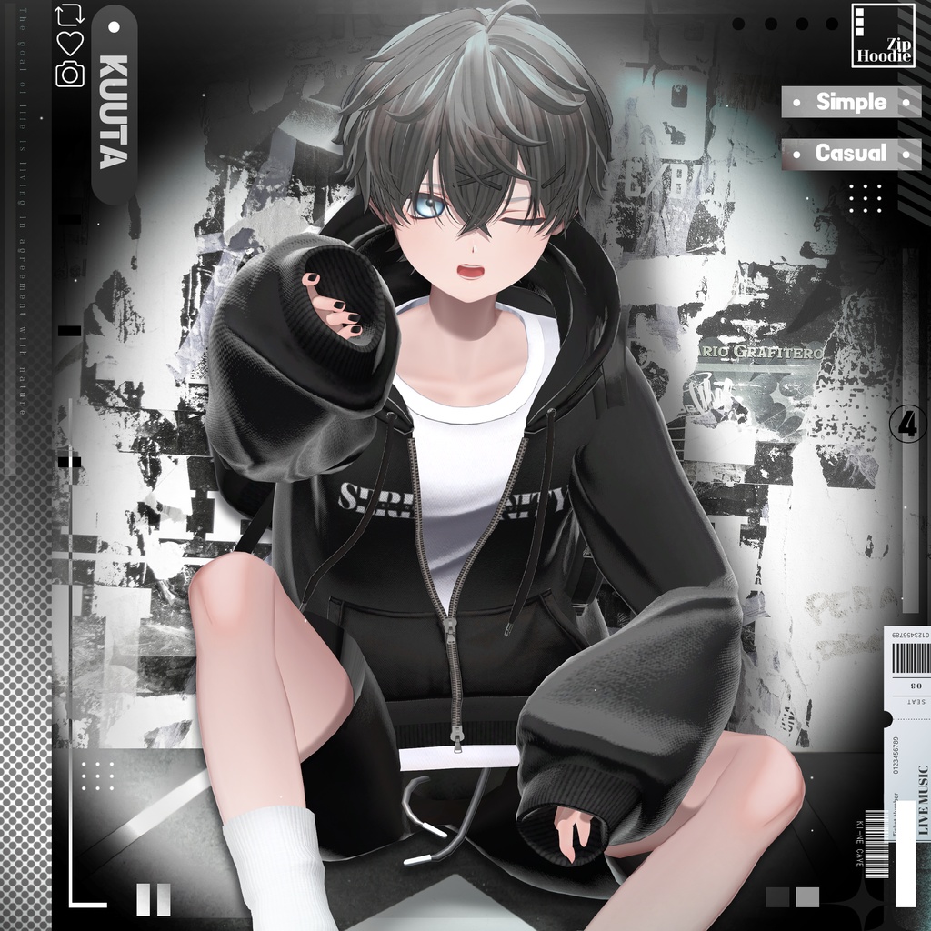 【4アバター対応】Zip hoodie set / 水瀬(Minase) / 狛乃(Komano) / くうた(Kuuta)/+Head / Casual,simple,hood,hoodie,training