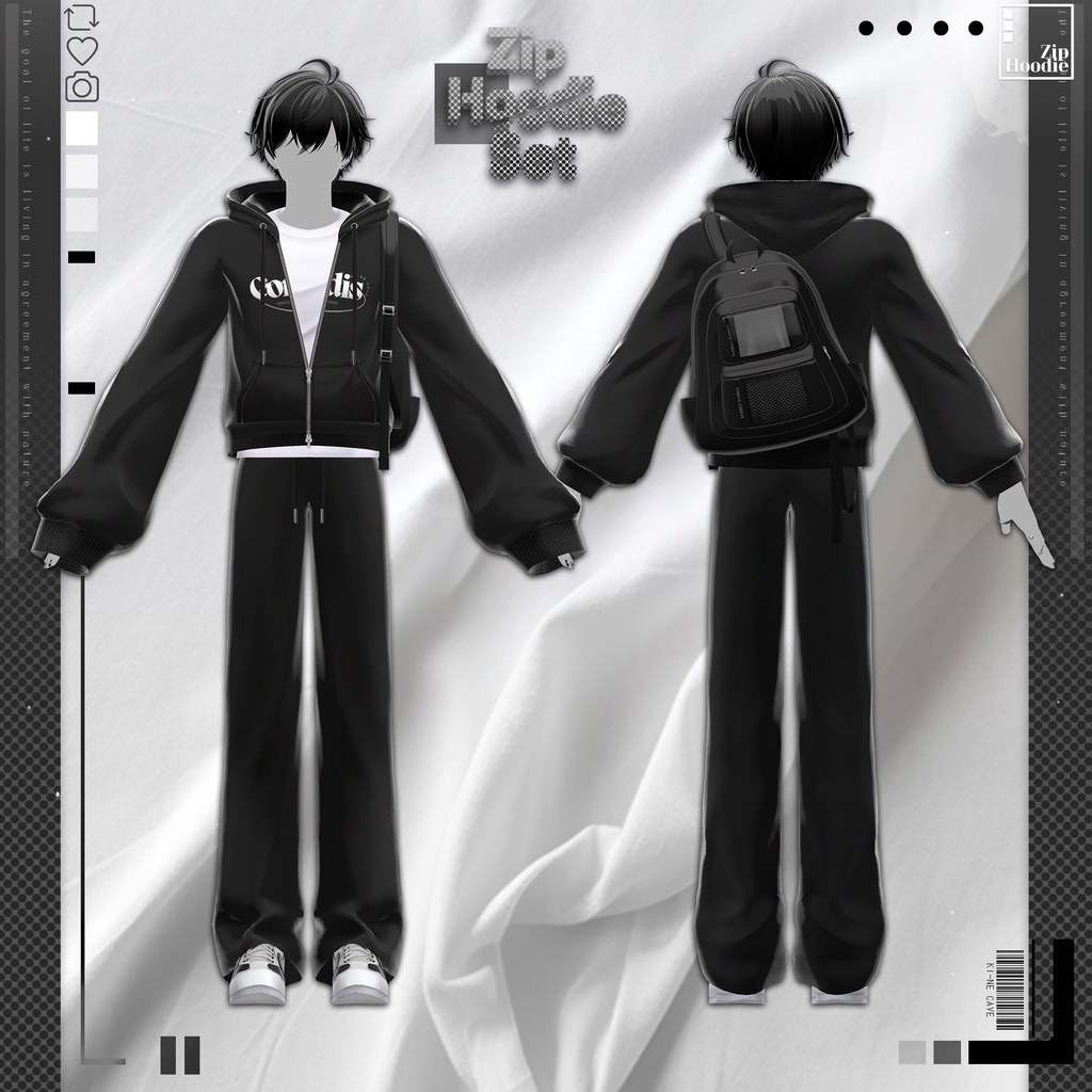 【4アバター対応】Zip hoodie set / 水瀬(Minase) / 狛乃(Komano) / くうた(Kuuta)/+Head / Casual,simple,hood,hoodie,training