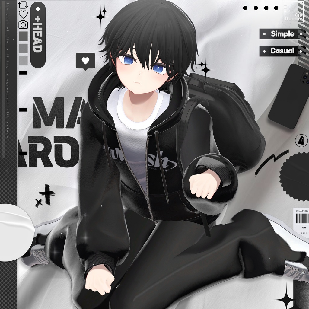 【4アバター対応】Zip hoodie set / 水瀬(Minase) / 狛乃(Komano) / くうた(Kuuta)/+Head / Casual,simple,hood,hoodie,training