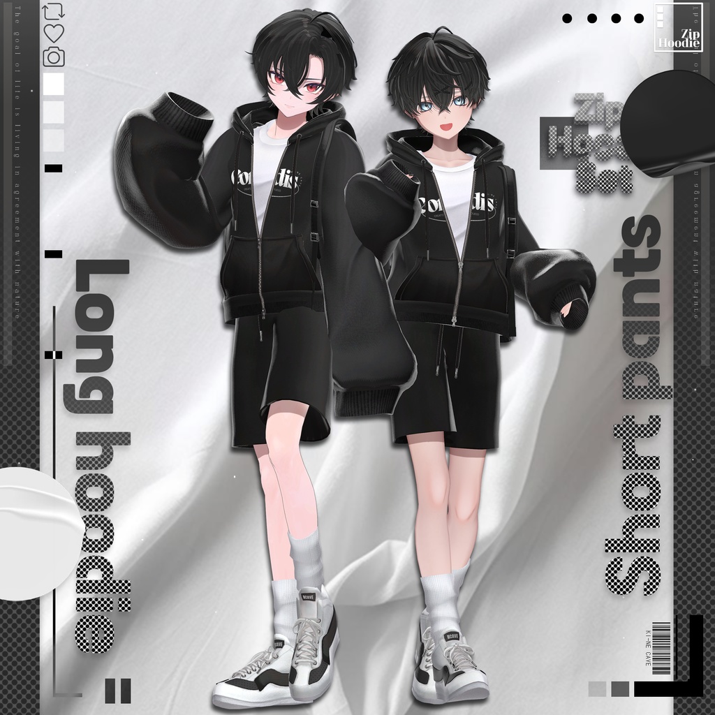 【4アバター対応】Zip hoodie set / 水瀬(Minase) / 狛乃(Komano) / くうた(Kuuta)/+Head / Casual,simple,hood,hoodie,training