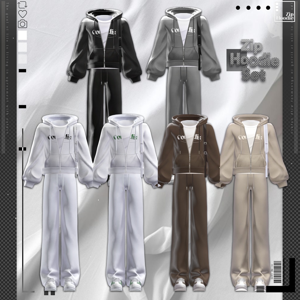 【4アバター対応】Zip hoodie set / 水瀬(Minase) / 狛乃(Komano) / くうた(Kuuta)/+Head / Casual,simple,hood,hoodie,training