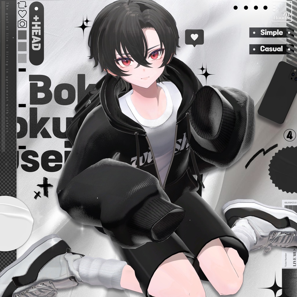 【4アバター対応】Zip hoodie set / 水瀬(Minase) / 狛乃(Komano) / くうた(Kuuta)/+Head / Casual,simple,hood,hoodie,training