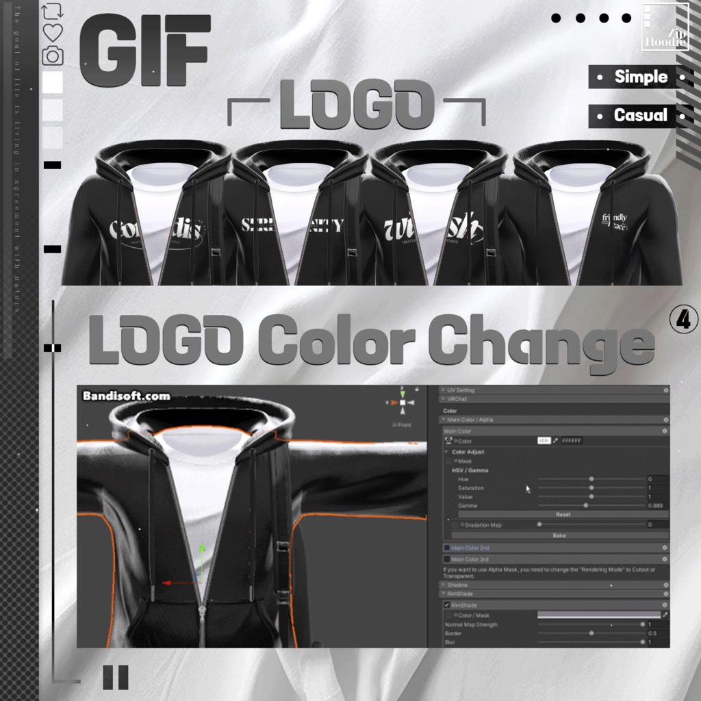 【4アバター対応】Zip hoodie set / 水瀬(Minase) / 狛乃(Komano) / くうた(Kuuta)/+Head / Casual,simple,hood,hoodie,training