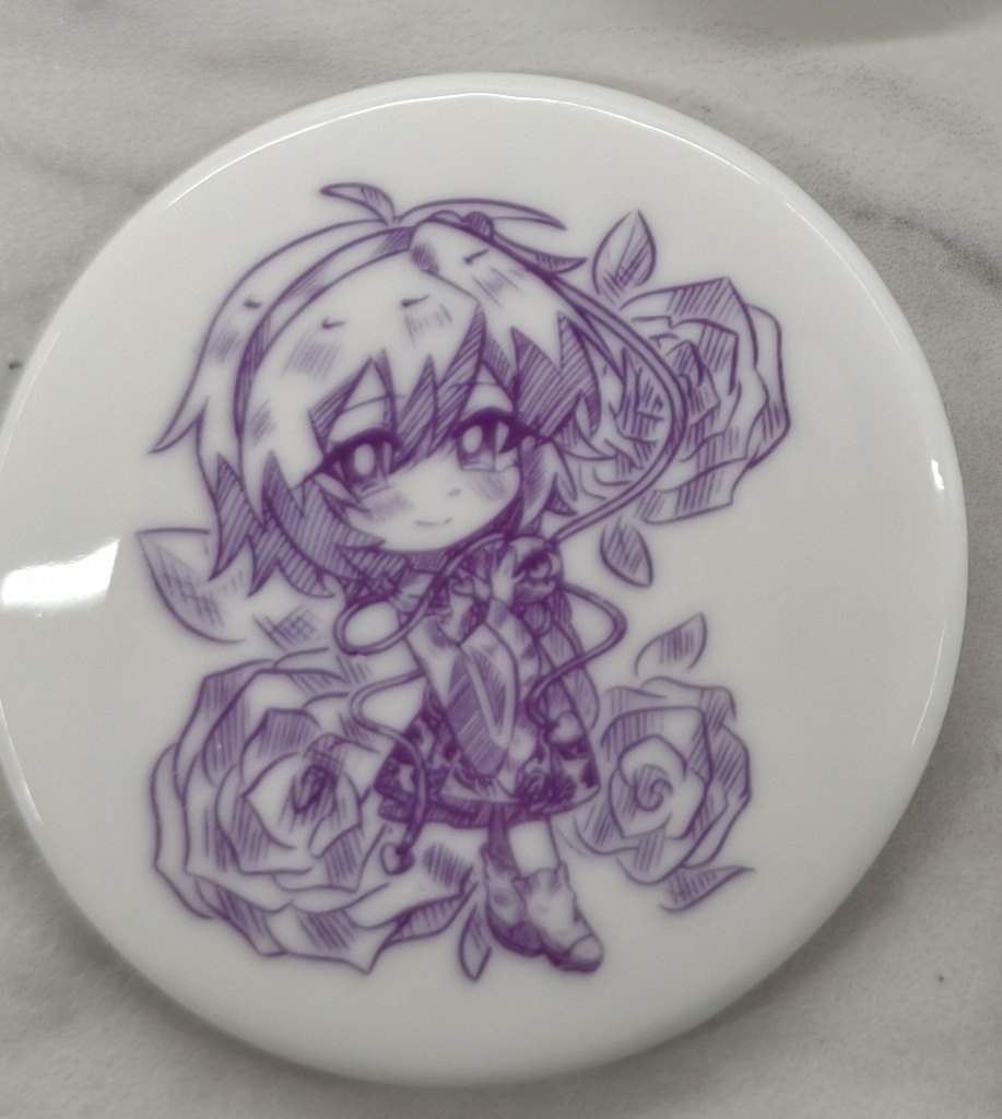 白磁バッジ　古明地さとり（バラ）　線画シリーズ第一弾