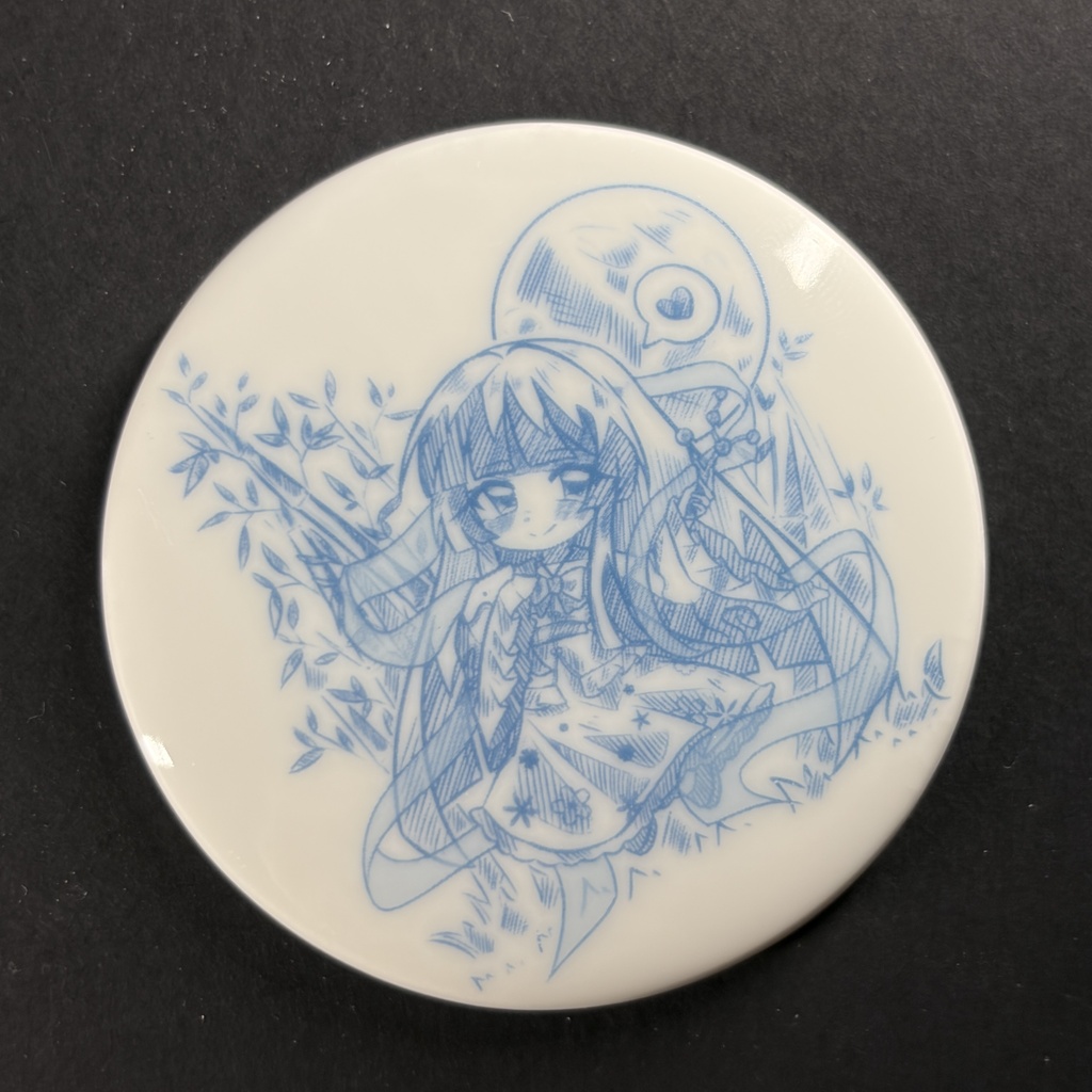 白磁バッジ　蓬莱山輝夜　線画シリーズ