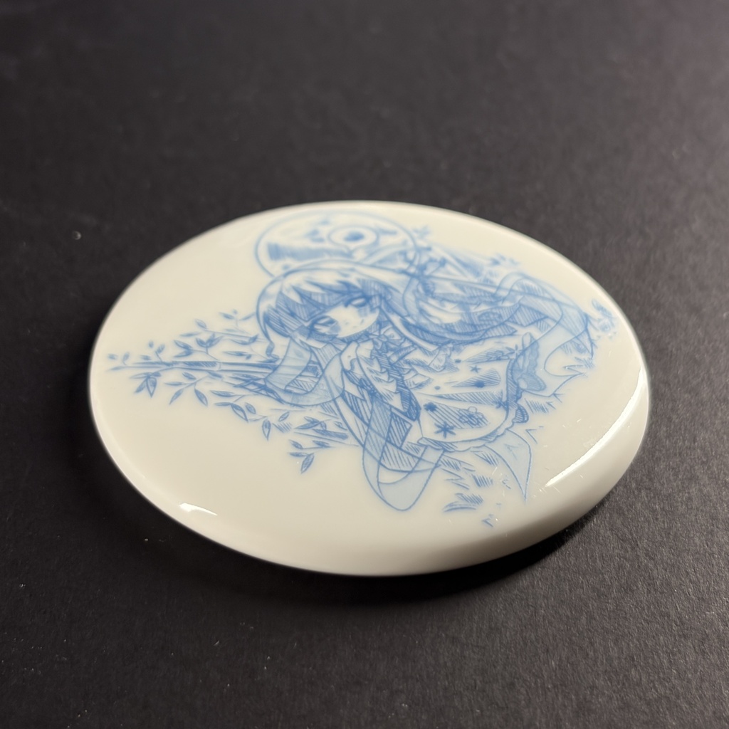 白磁バッジ 蓬莱山輝夜 線画シリーズ