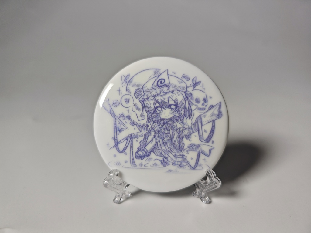 白磁バッジ　西行寺幽々子　線画シリーズ