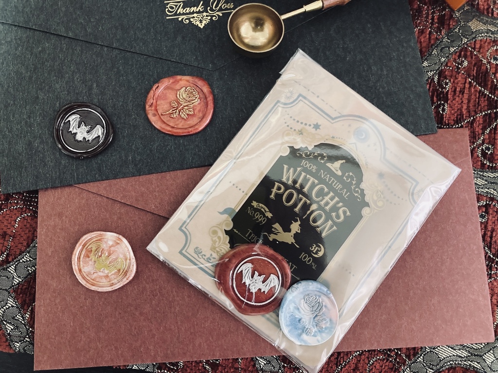 蝙蝠と薔薇のシーリングスタンプと紅茶のセット